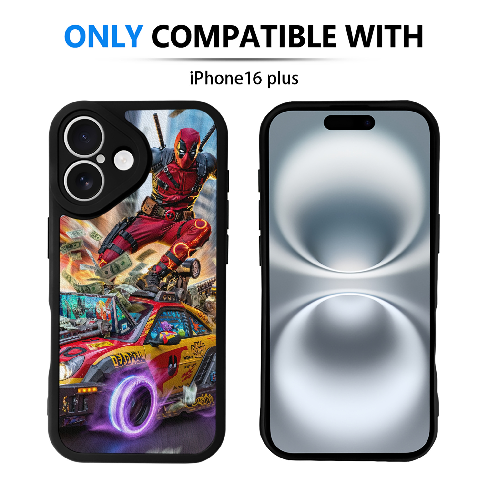 （画像用） Deadpool デッドプール 【iPhone 16シリーズ対応】シリコンスマホケース（レザー調） 材質：シリコン